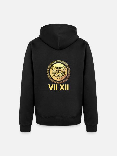 Golden Tiger Logo - Unisex Premium Organic Zip Hoodie - black