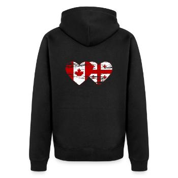 Coeur de drapeau du Canada Géorgie utilisé - Veste à capuche bio Premium Unisexe - noir - Dos - Nico (187cm)
