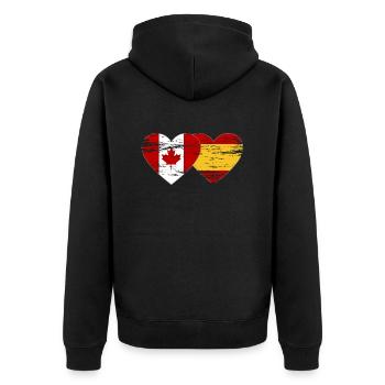 Coeur de drapeau Canada Espagne utilisé - Veste à capuche bio Premium Unisexe - noir - Dos - Nico (187cm)