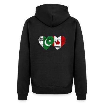 Coeur de drapeau du Pakistan Canada utilisé - Veste à capuche bio Premium Unisexe - noir - Dos - Nico (187cm)
