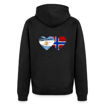 Argentine Norvège drapeau coeur utilisé - Veste à capuche bio Premium Unisexe - noir - Dos - Nico (187cm)