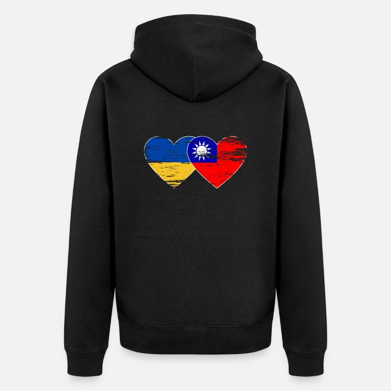 Drapeau de l’Ukraine Taïwan utilisé - Veste à capuche bio Premium Unisexe - noir