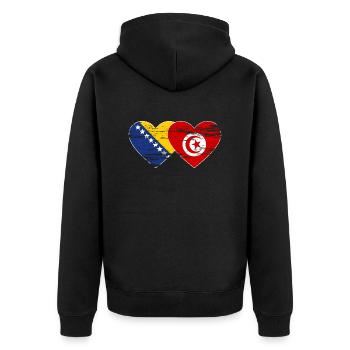 Bosnie Tunisie drapeau coeur utilisé - Veste à capuche bio Premium Unisexe - noir - Dos - Nico (187cm)