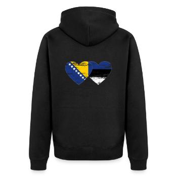Bosnie Estonie drapeau coeur utilisé - Veste à capuche bio Premium Unisexe - noir - Dos - Nico (187cm)
