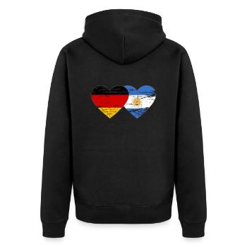 Germany Argentina Flag Heart Used - Unisex Premium Organic Zip Hoodie - black - Back - Nico (187cm)