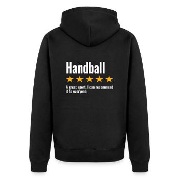 Handball Saying Sayings - Unisex Premium Organic Zip Hoodie - black - Back - Nico (187cm)