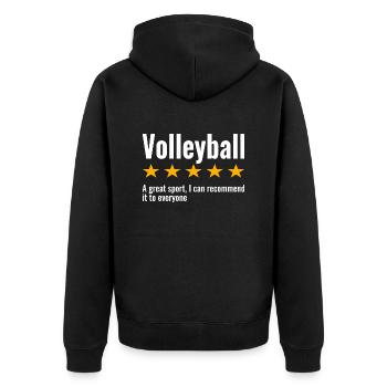 Volleyball Lustige Sprüche Volleyballer - Unisex Premium Bio Zip Hoodie - Schwarz - Hinten - Nico (187cm)