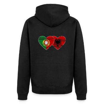 Portugal Albanie drapeau coeur utilisé - Veste à capuche bio Premium Unisexe - noir - Dos - Nico (187cm)