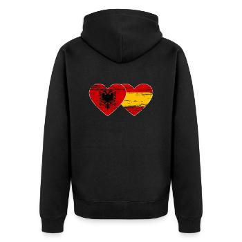 Albanie Espagne Drapeau Coeur Utilisé - Veste à capuche bio Premium Unisexe - noir - Dos - Nico (187cm)