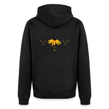 Fleurs jaunes d’échinacée - Veste à capuche bio Premium Unisexe - noir - Dos - Nico (187cm)