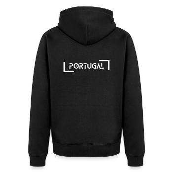 Portugal - Unisex Premium Organic Zip Hoodie - black - Back - Nico (187cm)