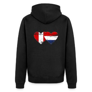 Pérou Hollande drapeau coeur utilisé - Veste à capuche bio Premium Unisexe - noir - Dos - Nico (187cm)