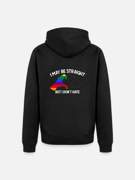 Mogę być hetero, ale nie nienawidzę wspierać LGBT - Ekologiczna rozpinana bluza z kapturem Premium unisex - czarny
