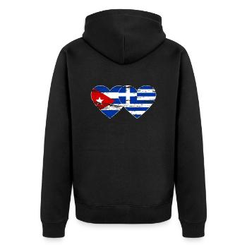 Cuba Grèce Drapeau Coeur Utilisé - Veste à capuche bio Premium Unisexe - noir - Dos - Nico (187cm)