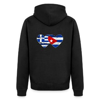 Grèce Cuba drapeau coeur utilisé - Veste à capuche bio Premium Unisexe - noir - Dos - Nico (187cm)