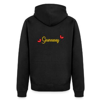 GUERNSEY. ISLAND. FLAG. ISLAND. UNITED KINGDOM - Unisex Premium Organic Zip Hoodie - black - Back - Nico (187cm)