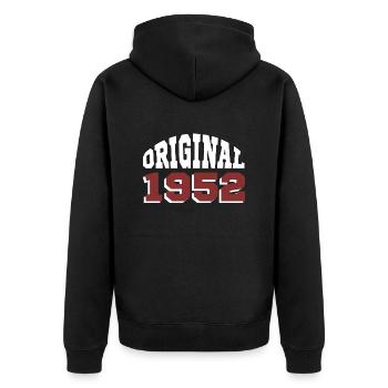 Original 1952 - Unisex Premium Bio Zip Hoodie - Schwarz - Hinten - Nico (187cm)