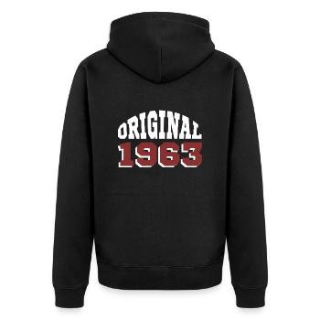 Original 1963 - Unisex Premium Bio Zip Hoodie - Schwarz - Hinten - Nico (187cm)