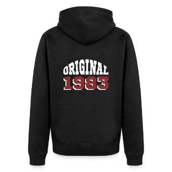 Original 1983 - Unisex Premium Bio Zip Hoodie - Schwarz - Hinten - Nico (187cm)