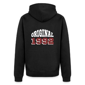 Original 1992 - Unisex Premium Organic Zip Hoodie - black - Back - Nico (187cm)