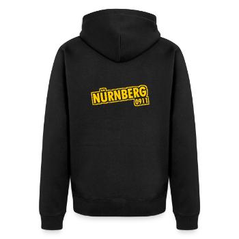 Nürnberg - 0911 - Vorwahl - Bayern - Unisex Premium Bio Zip Hoodie - Schwarz - Hinten - Nico (187cm)
