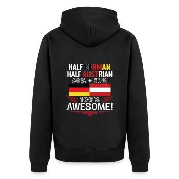 Half German, half Austrian - Unisex Premium Organic Zip Hoodie - black - Back - Nico (187cm)