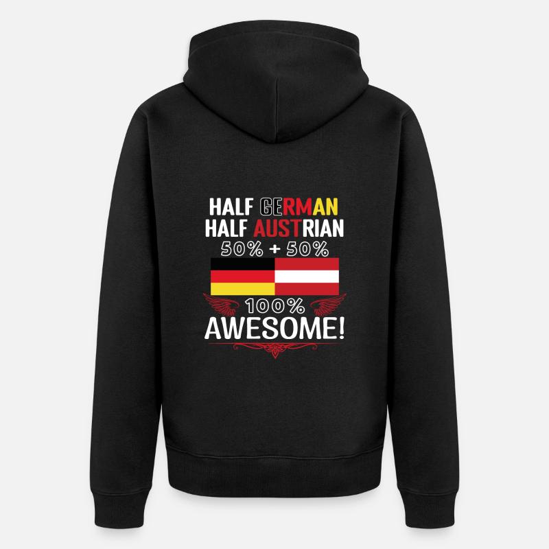 Half German, half Austrian - Unisex Premium Organic Zip Hoodie - black