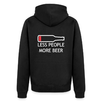 Weniger Menschen, mehr Bier - Unisex Premium Bio Zip Hoodie - Schwarz - Hinten - Nico (187cm)