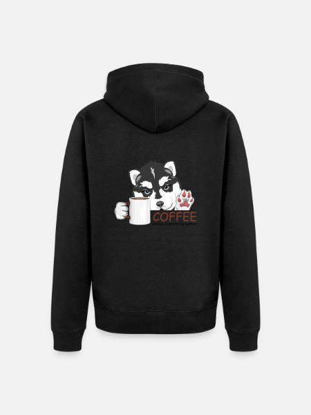 Coffee makes everything better - Unisex Premium Organic Zip Hoodie - black