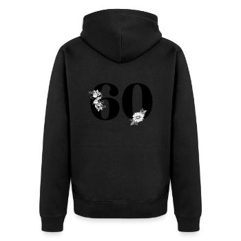 Numéro 60 floral noir - 60e anniversaire floral - Veste à capuche bio Premium Unisexe - noir - Dos - Nico (187cm)