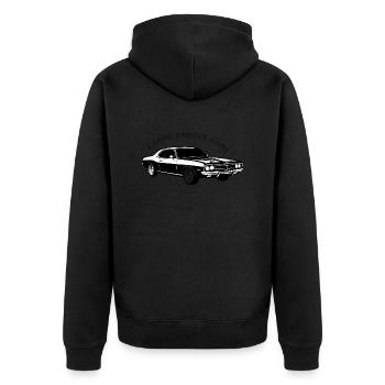 J’adore les muscle cars - Veste à capuche bio Premium Unisexe - noir - Dos - Nico (187cm)