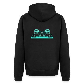 2 DJ Nilpferde Team Lustig Mischpult Freunde Party - Unisex Premium Bio Zip Hoodie - Schwarz - Hinten - Nico (187cm)