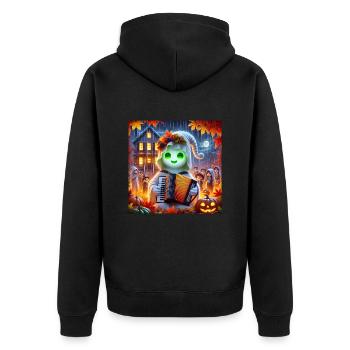 Adorable ghost plays accordion on Halloween - Unisex Premium Organic Zip Hoodie - black - Back - Nico (187cm)