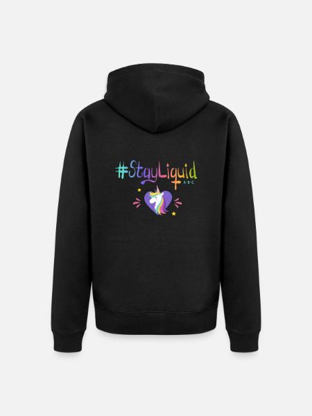 #Stayliquid Einhorn-Herz - Unisex Premium Bio Zip Hoodie - Schwarz