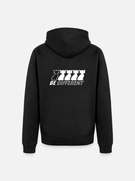 Be Different Katzen Freunde Anders Besonders Sein - Unisex Premium Bio Zip Hoodie - Schwarz