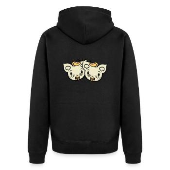 2 pacifiers cats Two baby siblings twins - Unisex Premium Organic Zip Hoodie - black - Back - Nico (187cm)