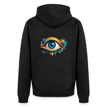 Eye - Unisex Premium Bio Zip Hoodie - Schwarz - Hinten - Nico (187cm)