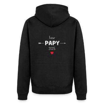 Futur papy 2025 - Veste à capuche bio Premium Unisexe - noir - Dos - Nico (187cm)
