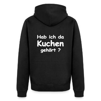 Kuchen - Unisex Premium Bio Zip Hoodie - Schwarz - Hinten - Nico (187cm)