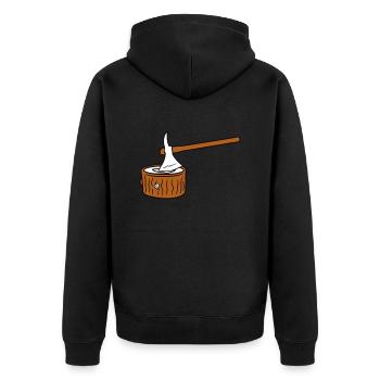 Axt Baum Fällen Holzfäller Wald Stumpf Holz Hacken - Unisex Premium Bio Zip Hoodie - Schwarz - Hinten - Nico (187cm)