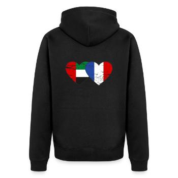 United Arab Emirates France Flag - Unisex Premium Organic Zip Hoodie - black - Back - Nico (187cm)