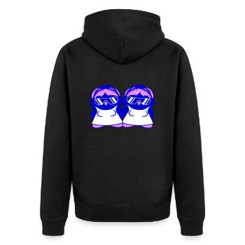 Pinguin DJ Girl Frauen Kopfhörer Sonnenbrille Team - Unisex Premium Bio Zip Hoodie - Schwarz - Hinten - Nico (187cm)