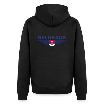 T-Shirt Belgrade – Pour les fans de la capitale - Veste à capuche bio Premium Unisexe - noir - Dos - Nico (187cm)