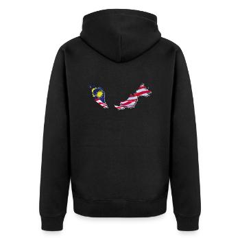 Malaysia flag in the map of Malaysia - Unisex Premium Organic Zip Hoodie - black - Back - Nico (187cm)