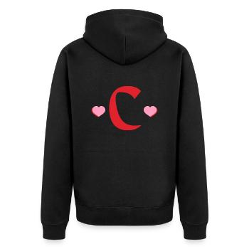 Lettre c cœurs rouges - Veste à capuche bio Premium Unisexe - noir - Dos - Nico (187cm)