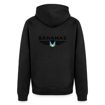 Bahamas Fans: Tropisches Design - Unisex Premium Bio Zip Hoodie - Schwarz - Hinten - Nico (187cm)