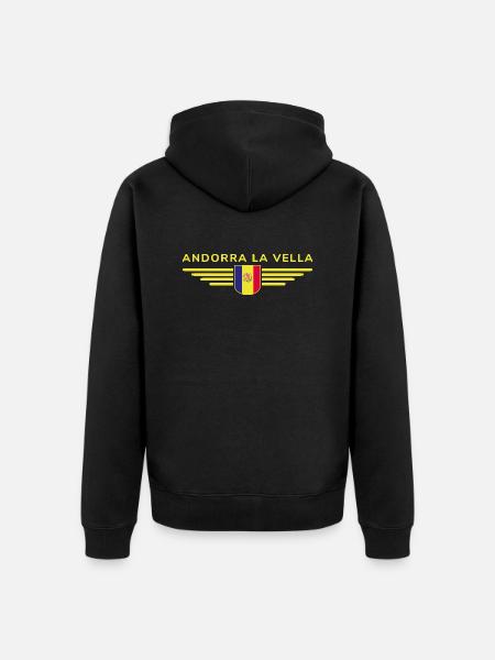 Diseño de camiseta Andorra La Vella Fan - Chaqueta con capucha prémium ecológica unisex - negro
