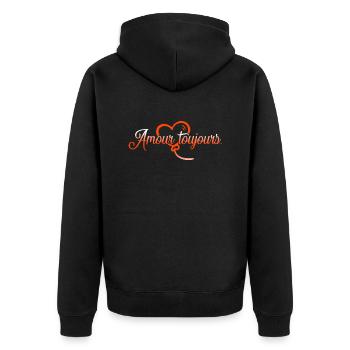 VALENTINSTAG HERZ LIEBE LIEBE ROSE 10 - Unisex Premium Bio Zip Hoodie - Schwarz - Hinten - Nico (187cm)