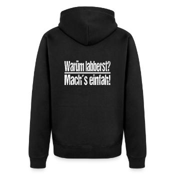 Ossi - DDR - Osten Sächsisch Geschenk - Unisex Premium Bio Zip Hoodie - Schwarz - Hinten - Nico (187cm)