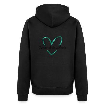 Team of The Bride Glitter Green Heart - Unisex Premium Organic Zip Hoodie - black - Back - Nico (187cm)